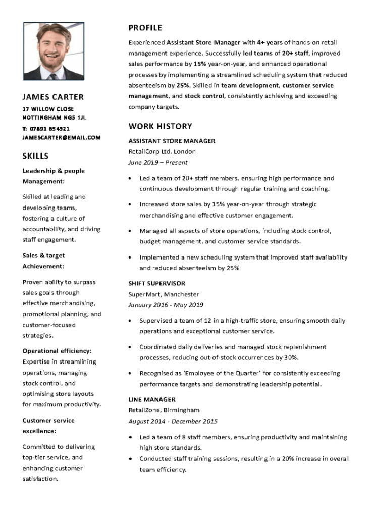 Professional CV template - page 1 preview