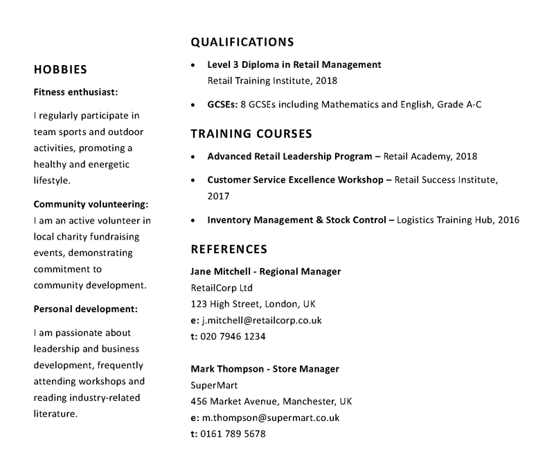 Professional CV template - page 2 preview